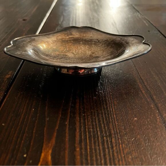 Metal  Dish on Pedestal - Picture 1 of 3